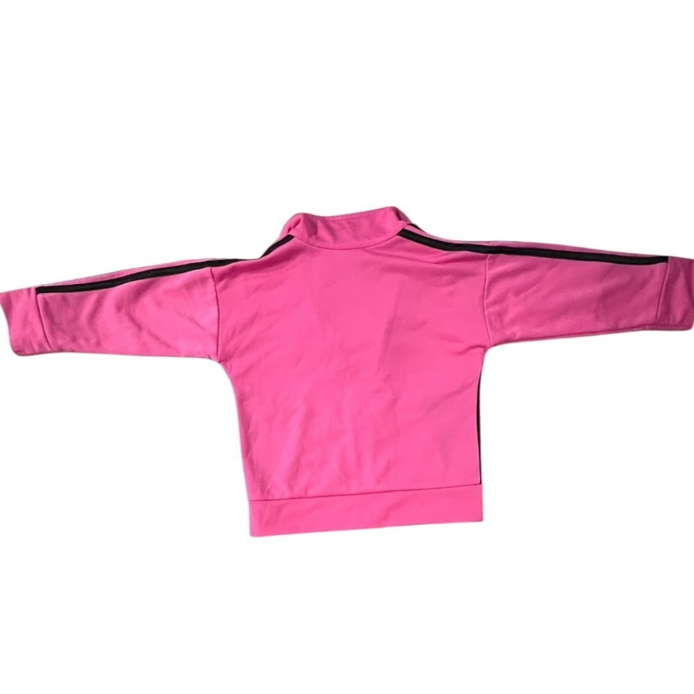 Adidas Girls Pink Black 3-Stripe Full Zip Track Jacket - Size 12M - Picture 4 of 4